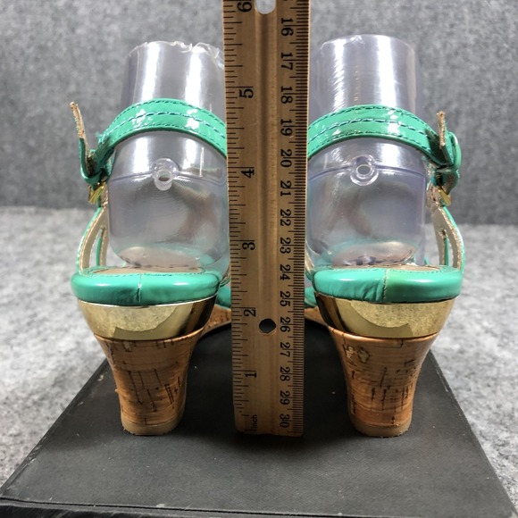 Sofft Sandals Womens Size 7 M Green Patent Leather Wedge Slingback Comfort Shoes - Picture 7 of 16